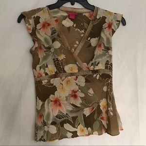 100% Silk Floral Blouse